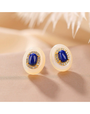 Lapis Pearl Stud